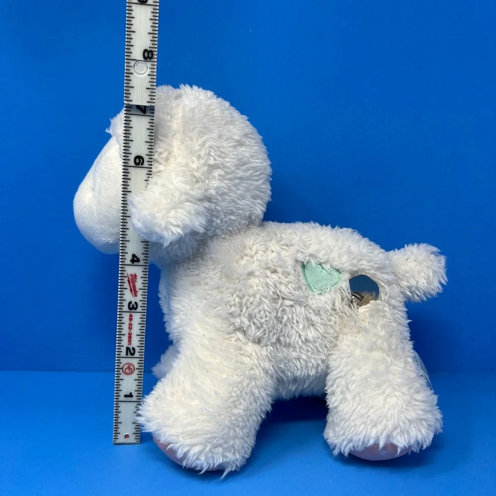 Carters Plush Lamb Small White Pink Bow Polka Dot Feet‎ Heart Patch Nursery Toy